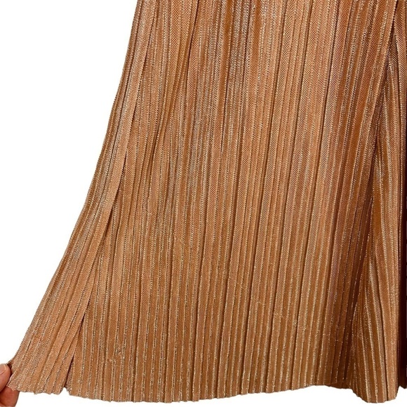 ANTHROPOLOGIE MAEVE AMBRA ROSE PINK SHIMMER METALLIC A-LINE PLEATED SKIRT - Picture 8 of 13
